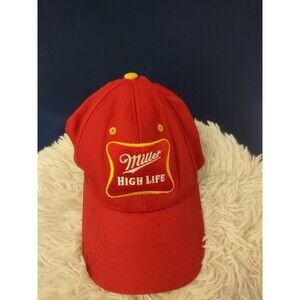 MILLER HIGH LIFE ADJUSTABLE STRAPBACK BASEBALL HAT/CAP, RED, BEER/ALCOHOL